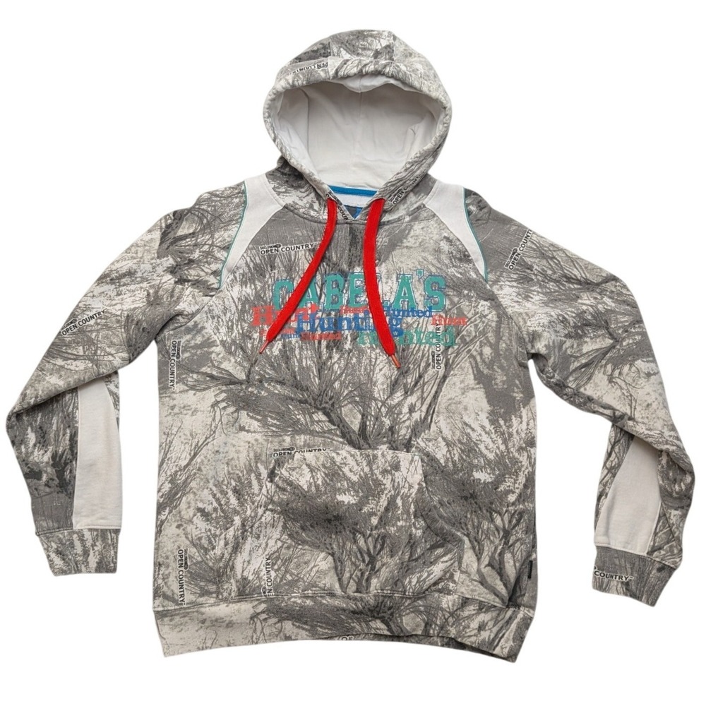 Cabela's Seclusion 3D Open Country‎ Camo Hoodie Mens Large Grey Graphic Pullover